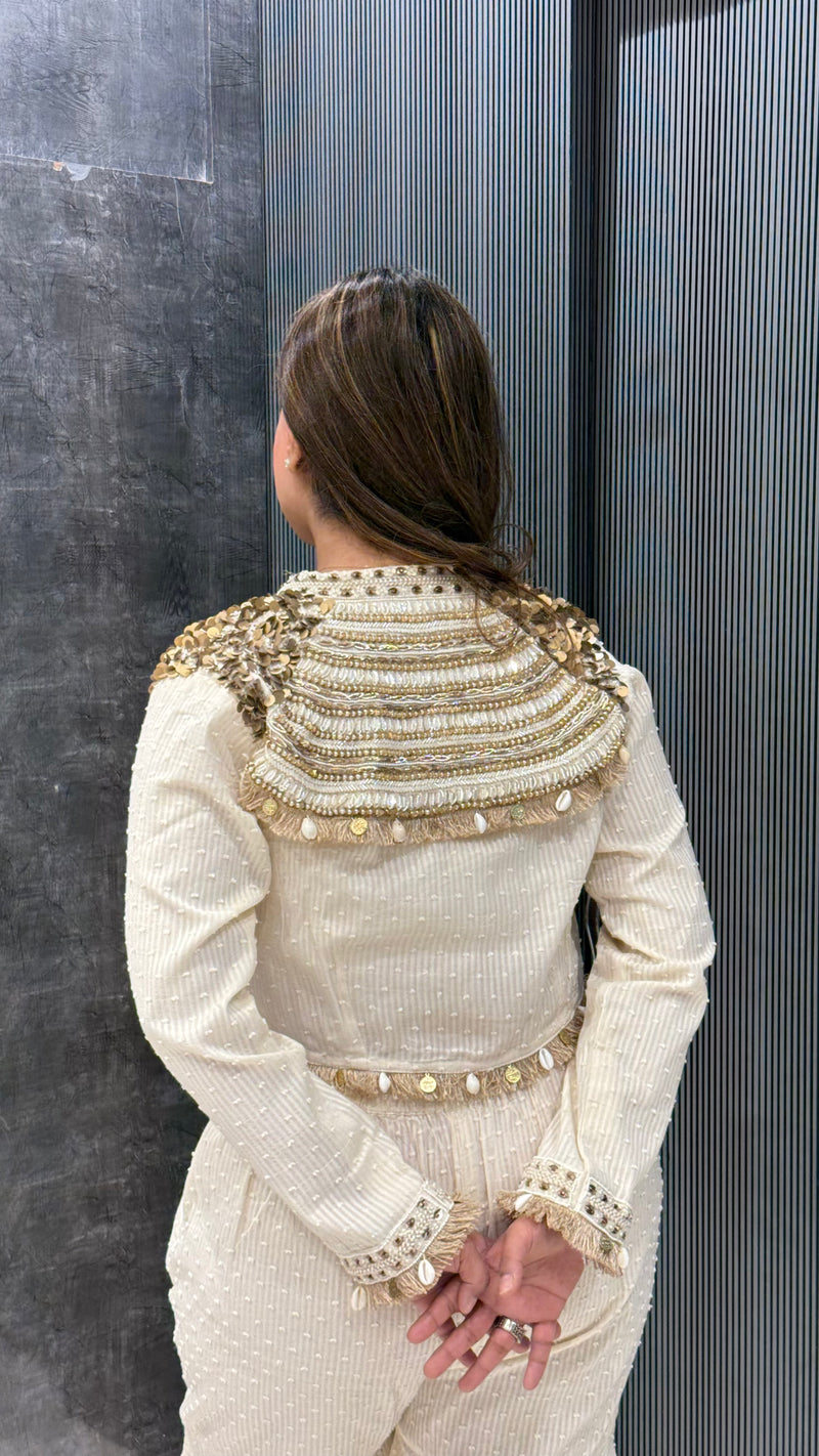 Pearl & Cutdana Handwork Jacket – Luxe Indowestern Statement Piece