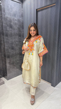 Phulkari Handwork Coord Set in Shimmer Silk – Elegant Ethnic Fusion