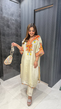 Phulkari Handwork Coord Set in Shimmer Silk – Elegant Ethnic Fusion