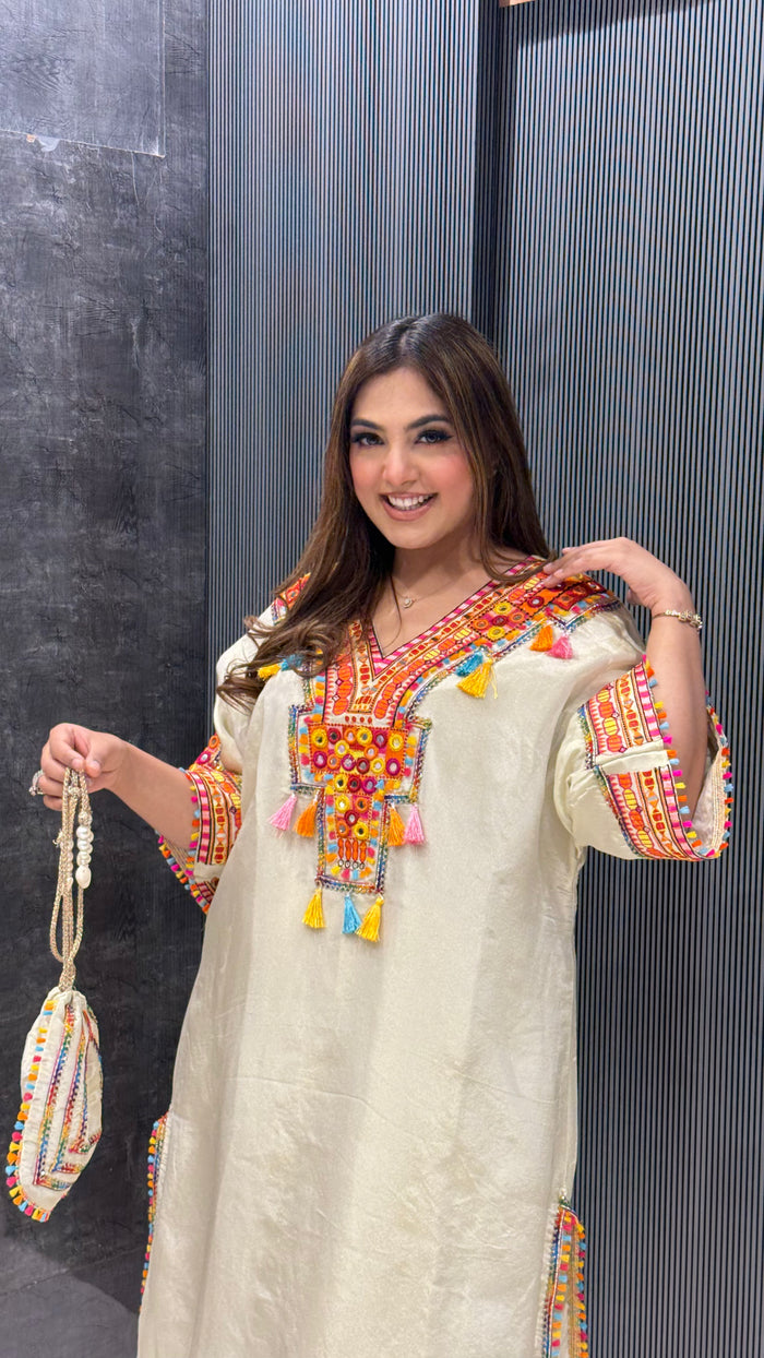 Phulkari Handwork Coord Set in Shimmer Silk – Elegant Ethnic Fusion