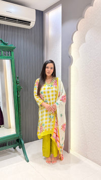 Muslin Digital Print Suit with Mirror Work