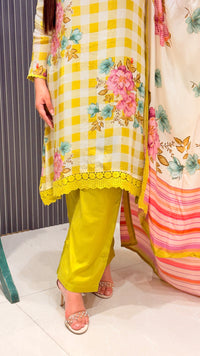 Muslin Digital Print Suit with Mirror Work