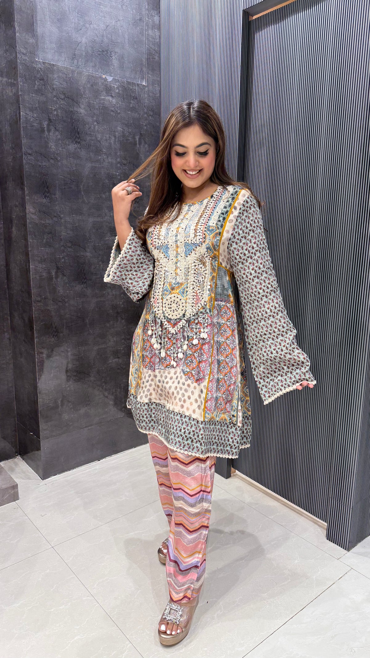 Hand-Embroidered Maslin Coord Set – Elegant Everyday Fusion