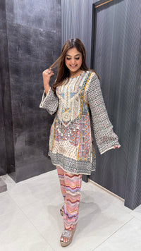 Hand-Embroidered Maslin Coord Set – Elegant Everyday Fusion
