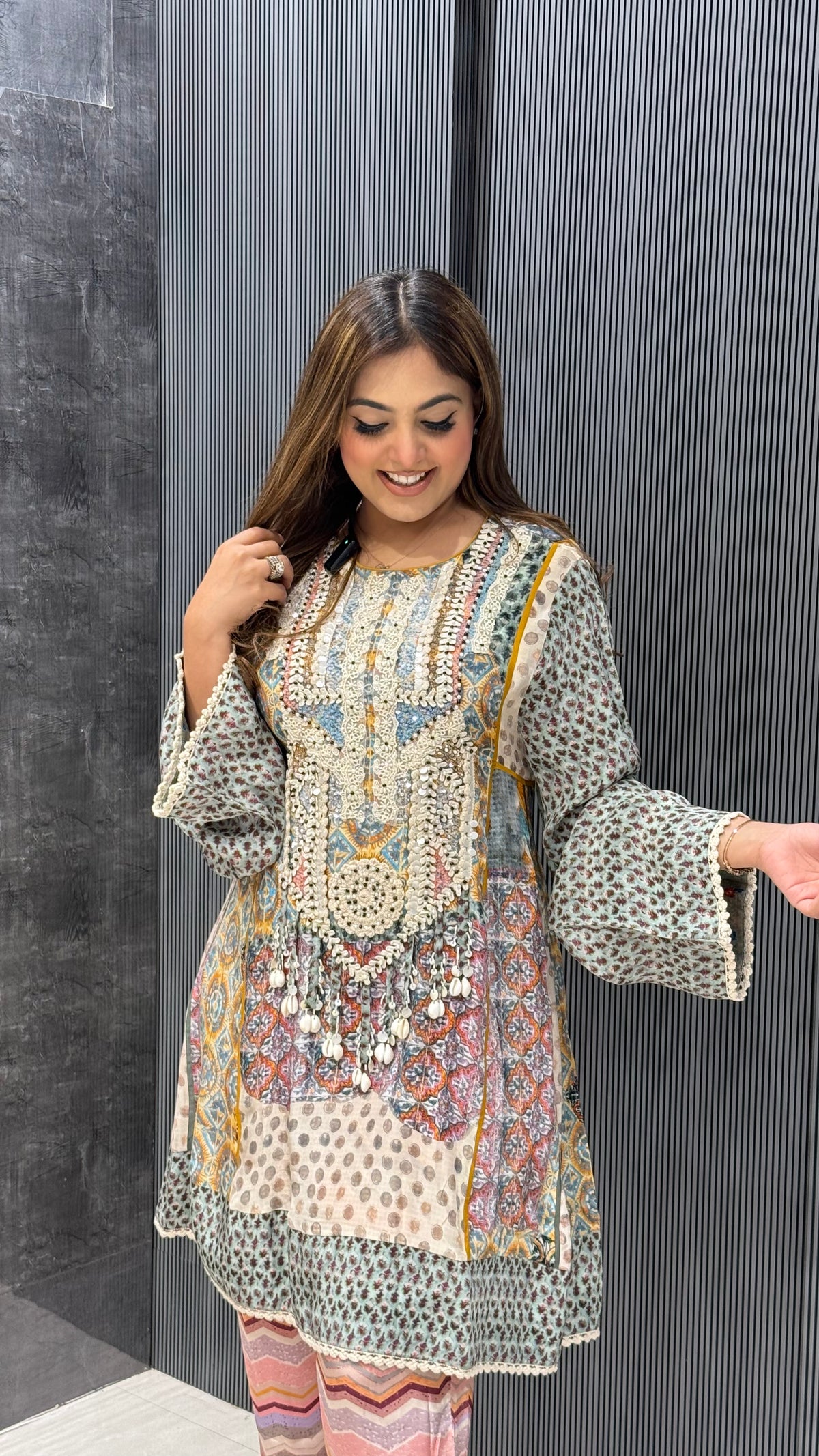 Hand-Embroidered Maslin Coord Set – Elegant Everyday Fusion