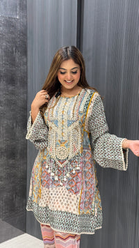 Hand-Embroidered Maslin Coord Set – Elegant Everyday Fusion