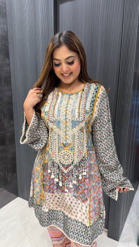 Hand-Embroidered Maslin Coord Set – Elegant Everyday Fusion
