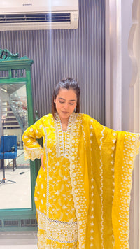 Mul Cotton Suit with Thread Embroidery