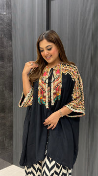 Digital Print Maslin Coord Set with Pearl & Mirror Handwork