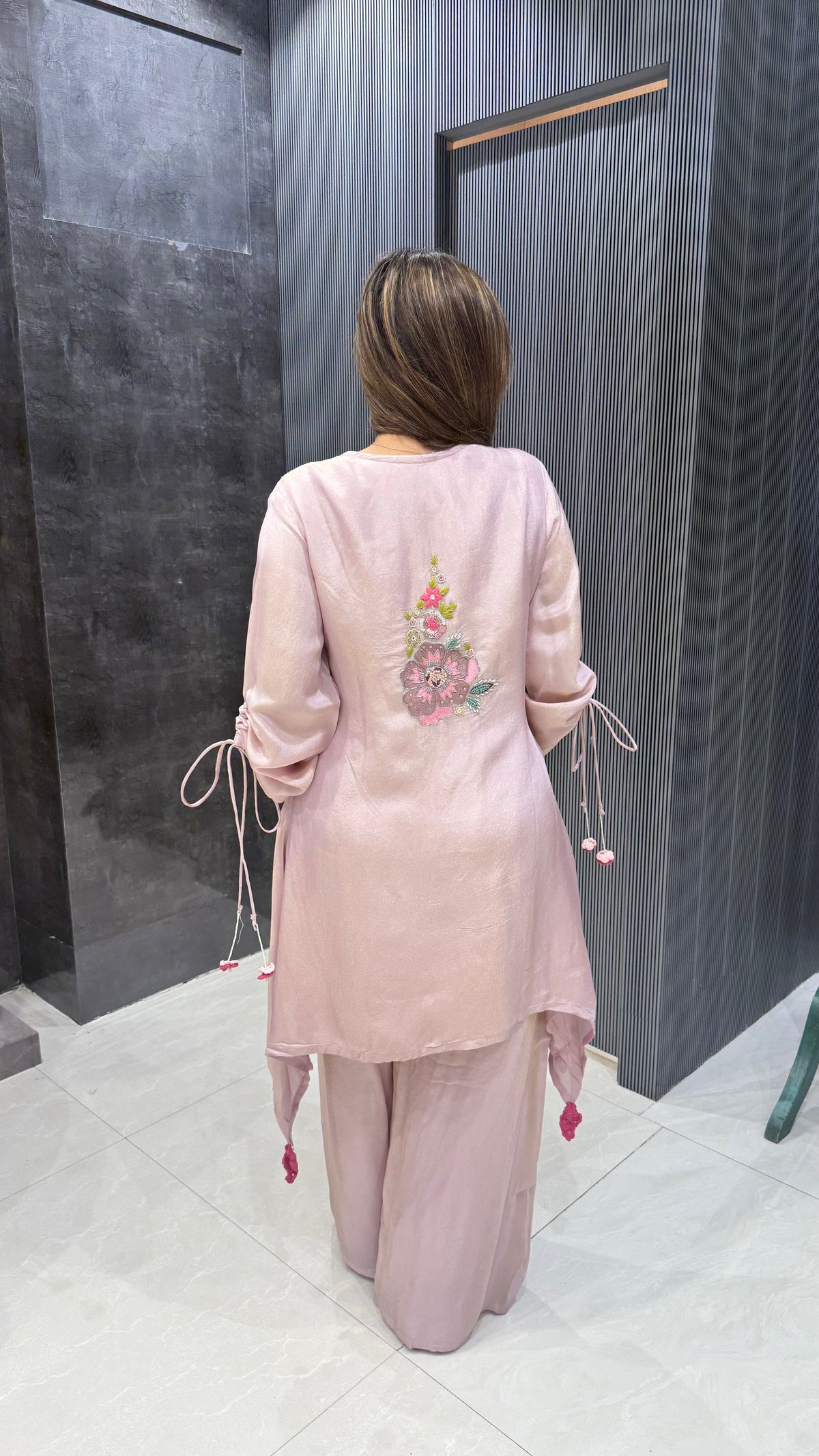 Parsi Handwork Coord Set in Shimmer Silk