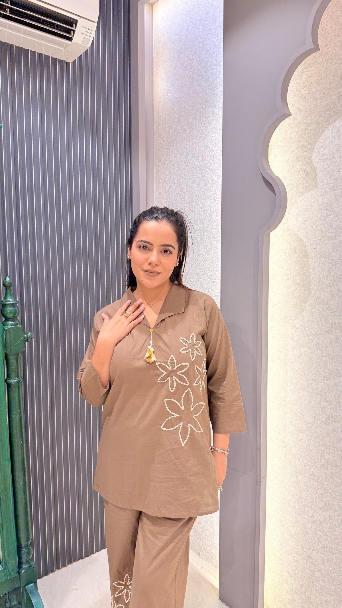 Cotton Co-ord Set with Dori Work