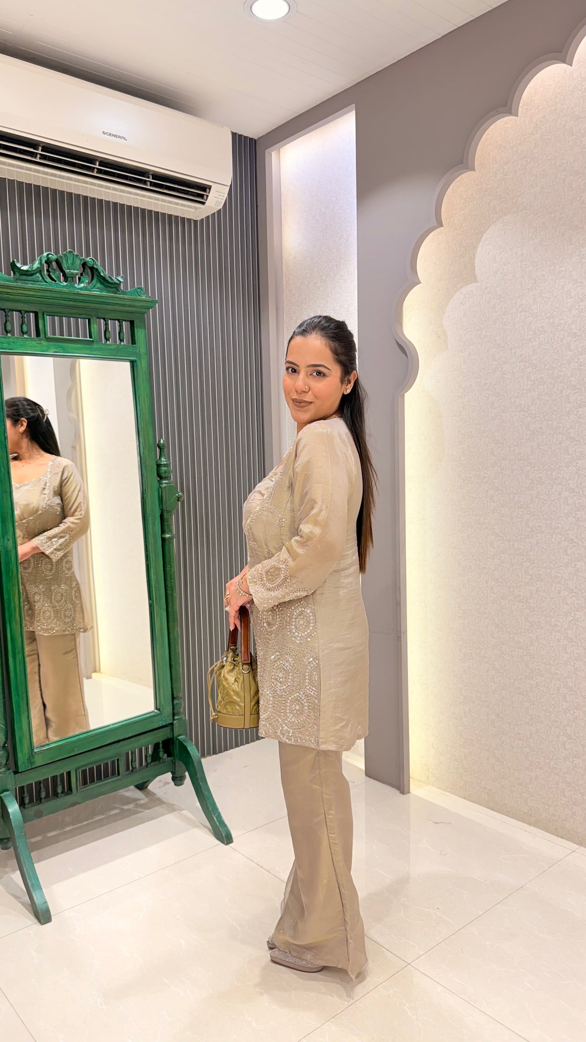 Shimmer Silk Co-ord Set with Cutdana & Pearl Work