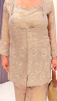 Shimmer Silk Co-ord Set with Cutdana & Pearl Work