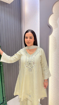 Shimmer Silk Suit with Mirror Work