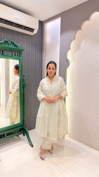 Mul Chanderi Suit with Thread Embroidery & Gota Highlights