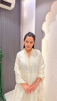 Mul Chanderi Suit with Thread Embroidery & Gota Highlights