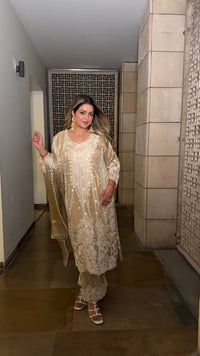 Shimmer Tissue Suit Set with Beads Handwork