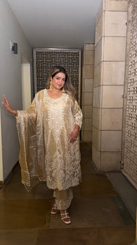 Shimmer Tissue Suit Set with Beads Handwork