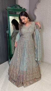 Neem Zari Lehenga with Intricate Thread Embroidery