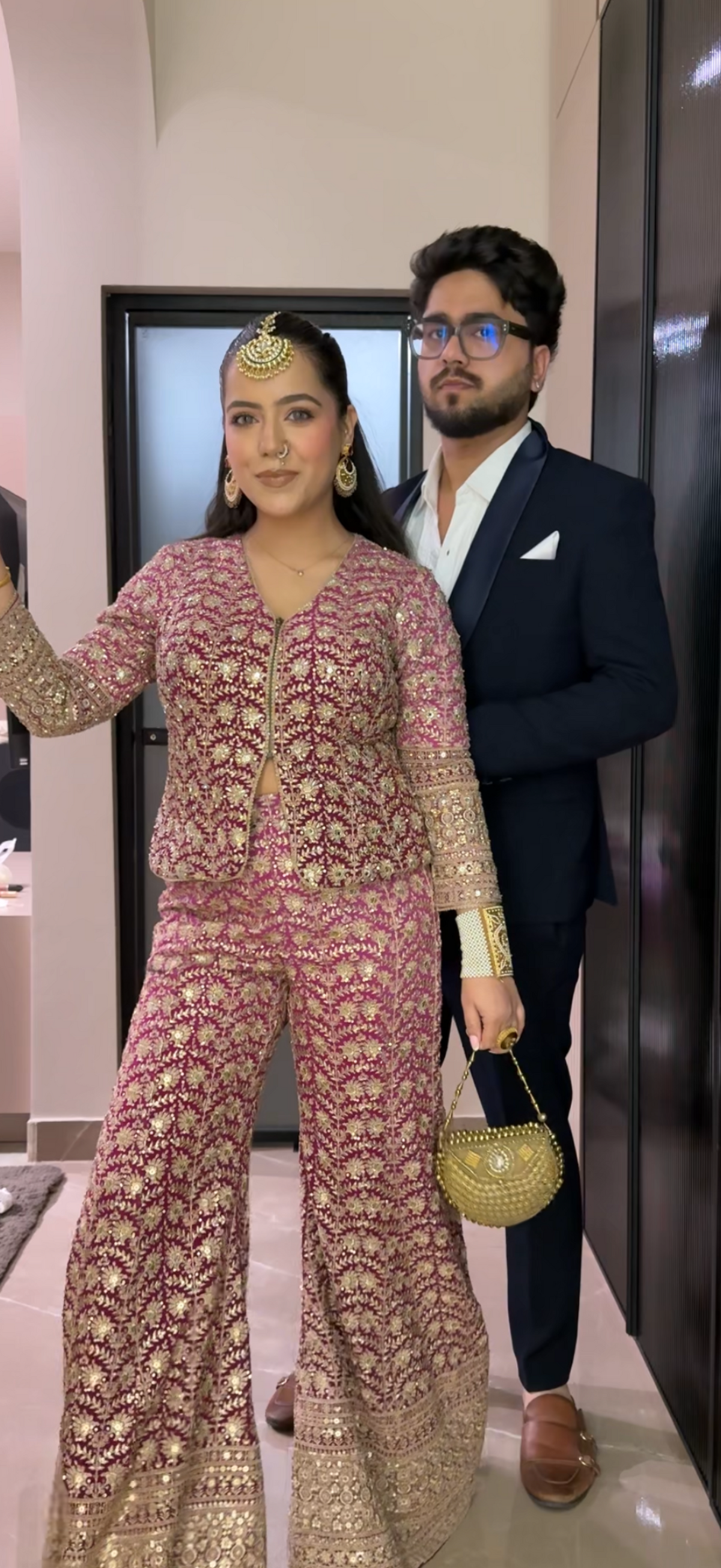 Royal Zari Embroidered Indo-Western Ensemble – Premium Occasion Wear