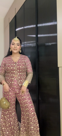 Royal Zari Embroidered Indo-Western Ensemble – Premium Occasion Wear