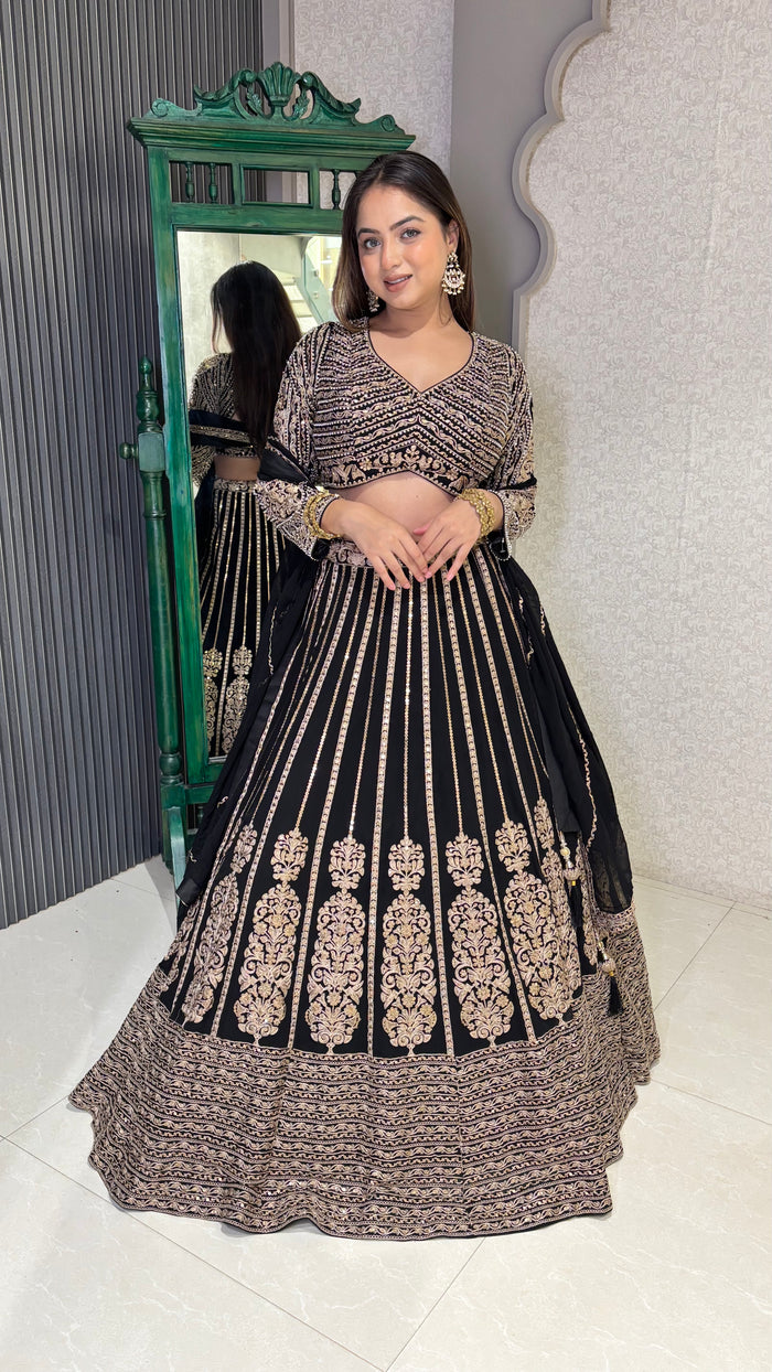 Dori Work Lehenga with Pearl Detailing