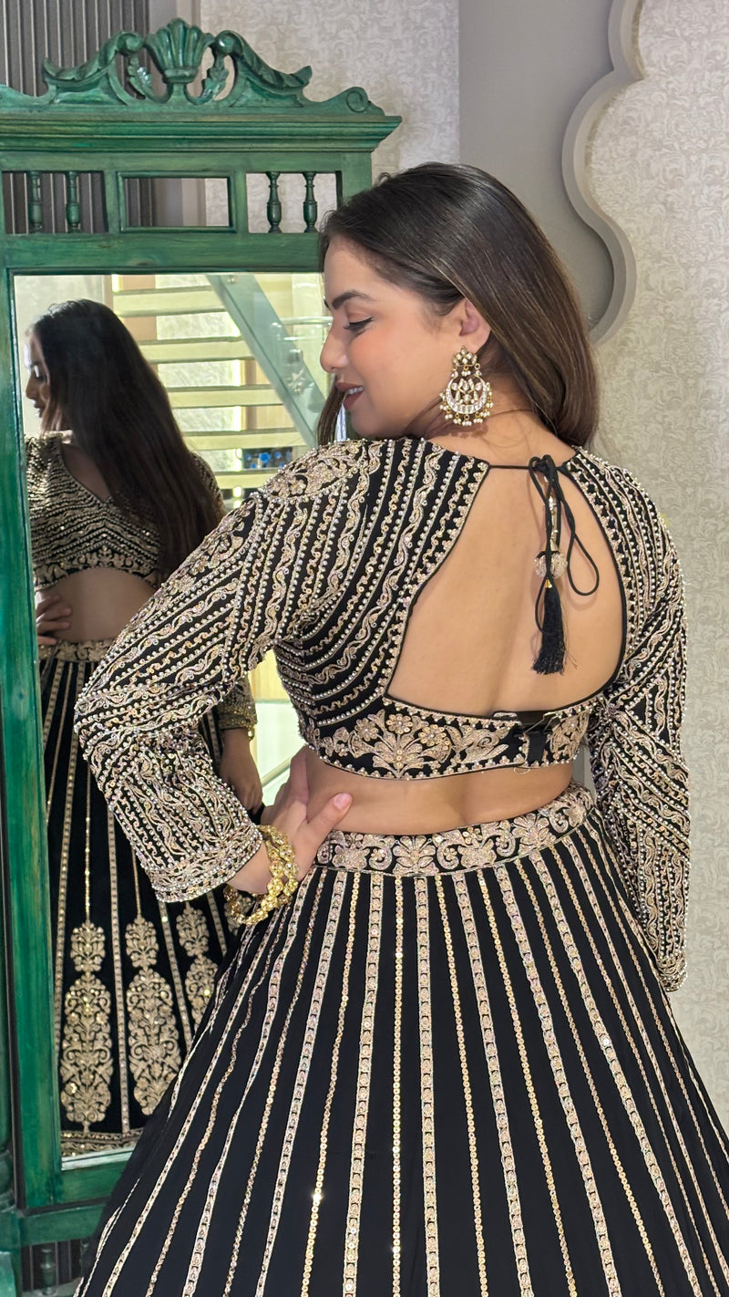 Dori Work Lehenga with Pearl Detailing