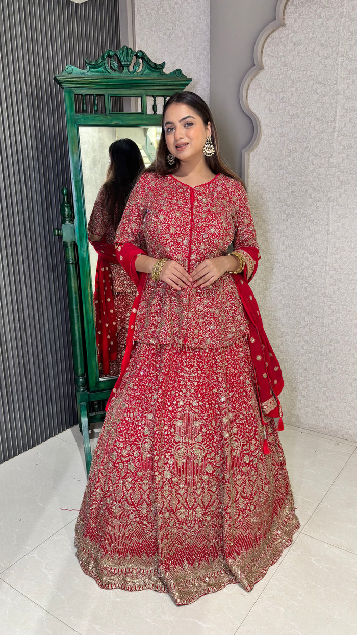Georgette Lehenga with Intricate Neem Jari Work – Festive & Elegant