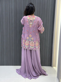 Indo-Western Handwork Mirror & Embroidery Set in Organza Fabric