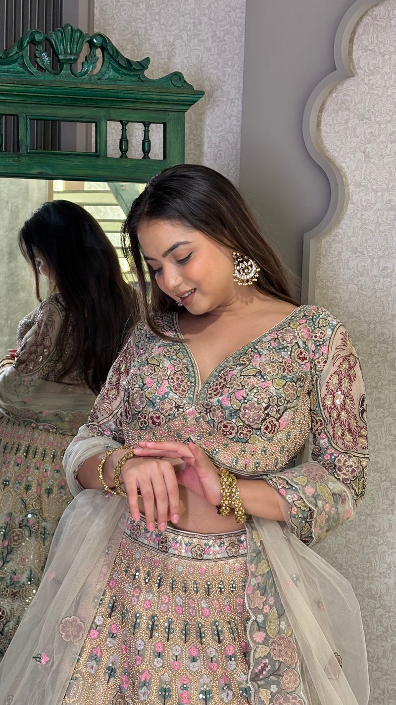 Embroidered Beige Lehenga – Timeless Elegance for Weddings & Festive Wear