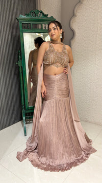 Embroidered Blouse with Satin Lehenga – Luxe Festive & Wedding Wear