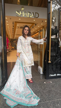 Women's Cotton Pakistani Suit with Cutwork & Thread Embroidery