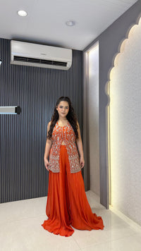 Indo-Western Georgette 3 Piece Set with Thread Embroidery Work