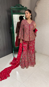 Embroidered Jacket with Sharara – Elegant Festive & Wedding Wear