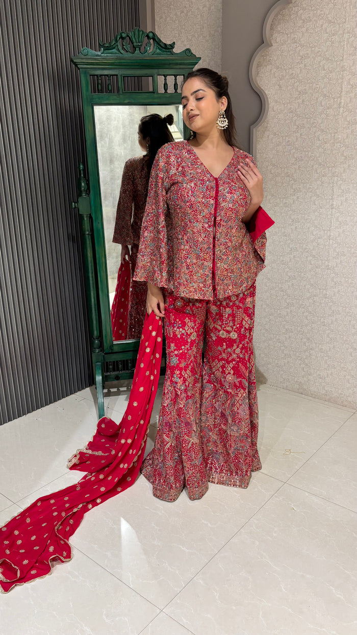 Embroidered Jacket with Sharara – Elegant Festive & Wedding Wear