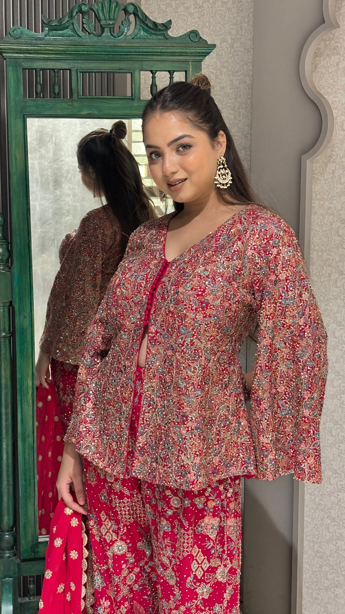 Embroidered Jacket with Sharara – Elegant Festive & Wedding Wear