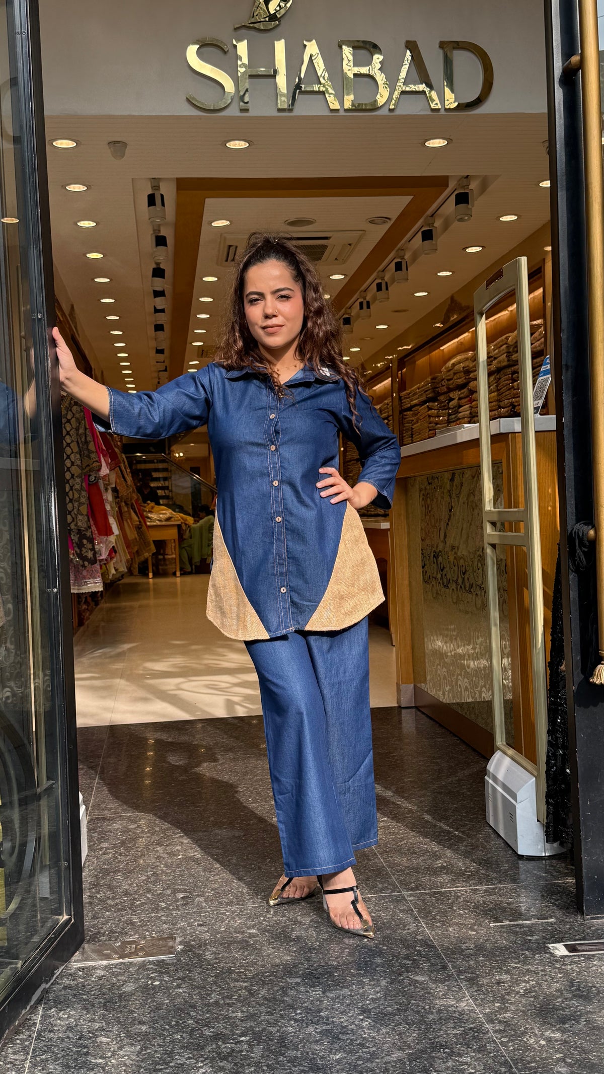 Women's Cotton Denim Co-Ord Set with Jute Patch Work | Casual Co-Ord Set