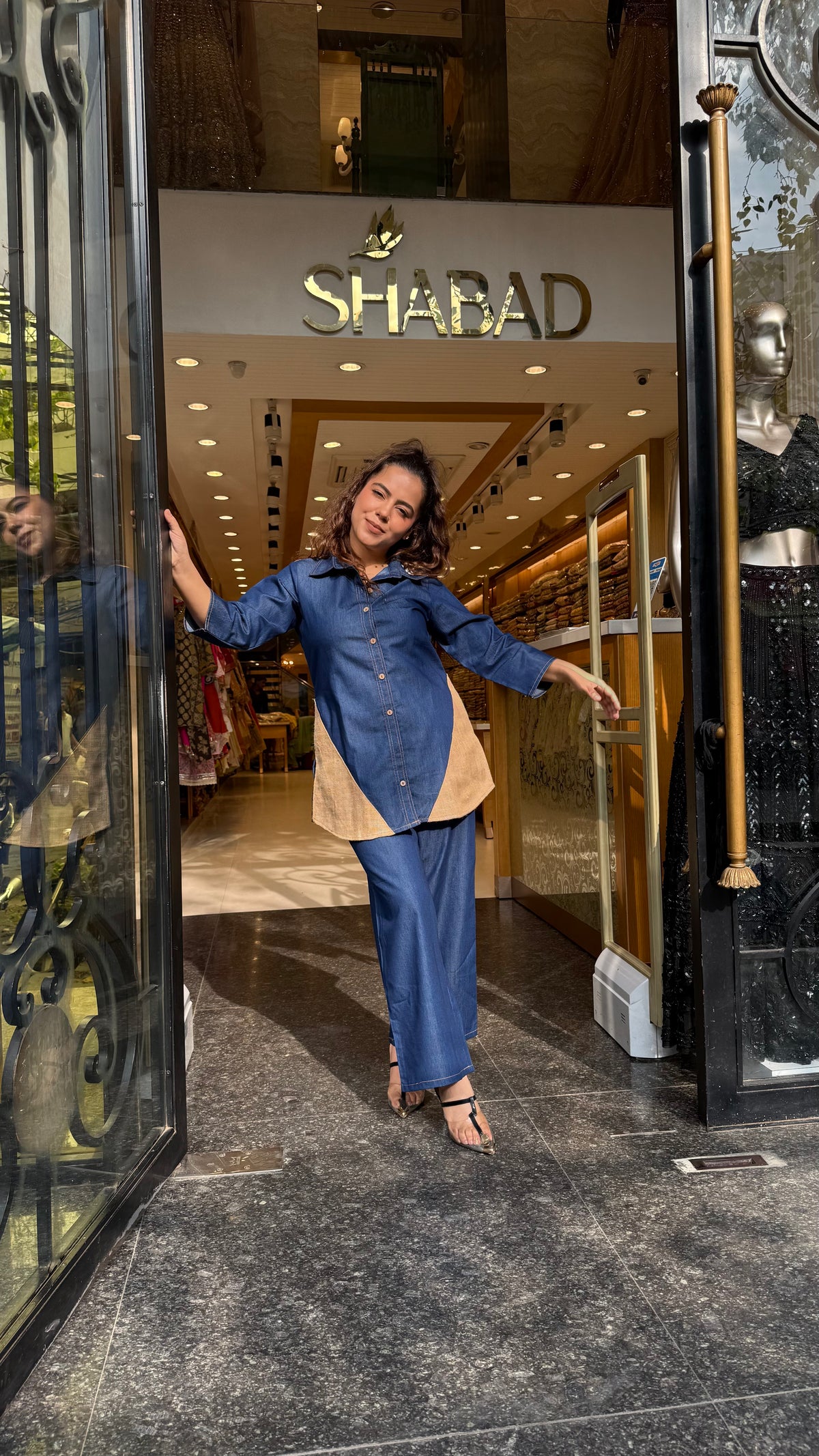 Women's Cotton Denim Co-Ord Set with Jute Patch Work | Casual Co-Ord Set