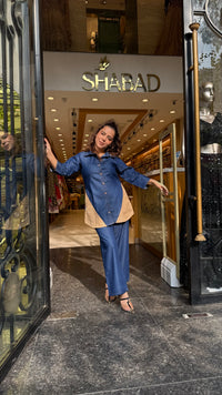 Women's Cotton Denim Co-Ord Set with Jute Patch Work | Casual Co-Ord Set