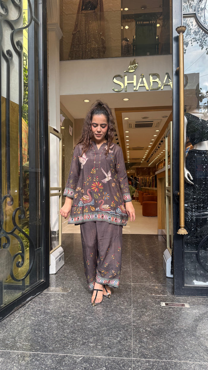 Women's Digital Print Muslin Co-Ord Set | Premium Muslin Fabric | Up to Size 46