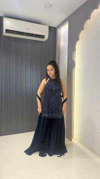 Elegant Georgette Garara Suit Set with Cutdana Handwork