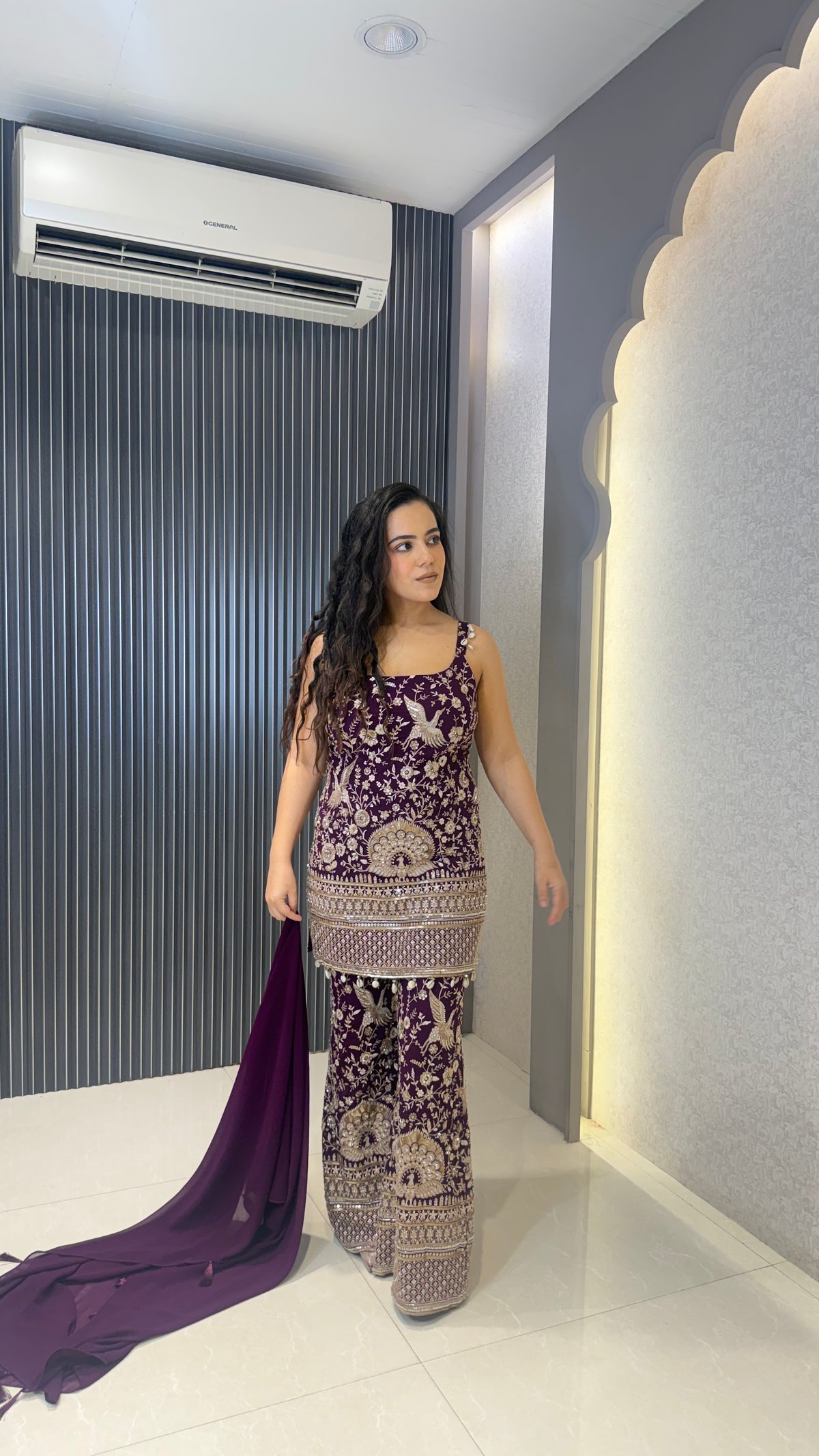 Designer Georgette Suit with Thread Embroidery, Sequin & Cutdana Work