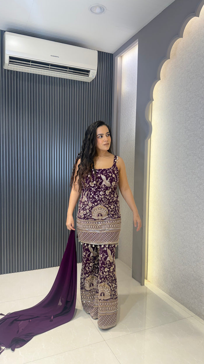 Designer Georgette Suit with Thread Embroidery, Sequin & Cutdana Work