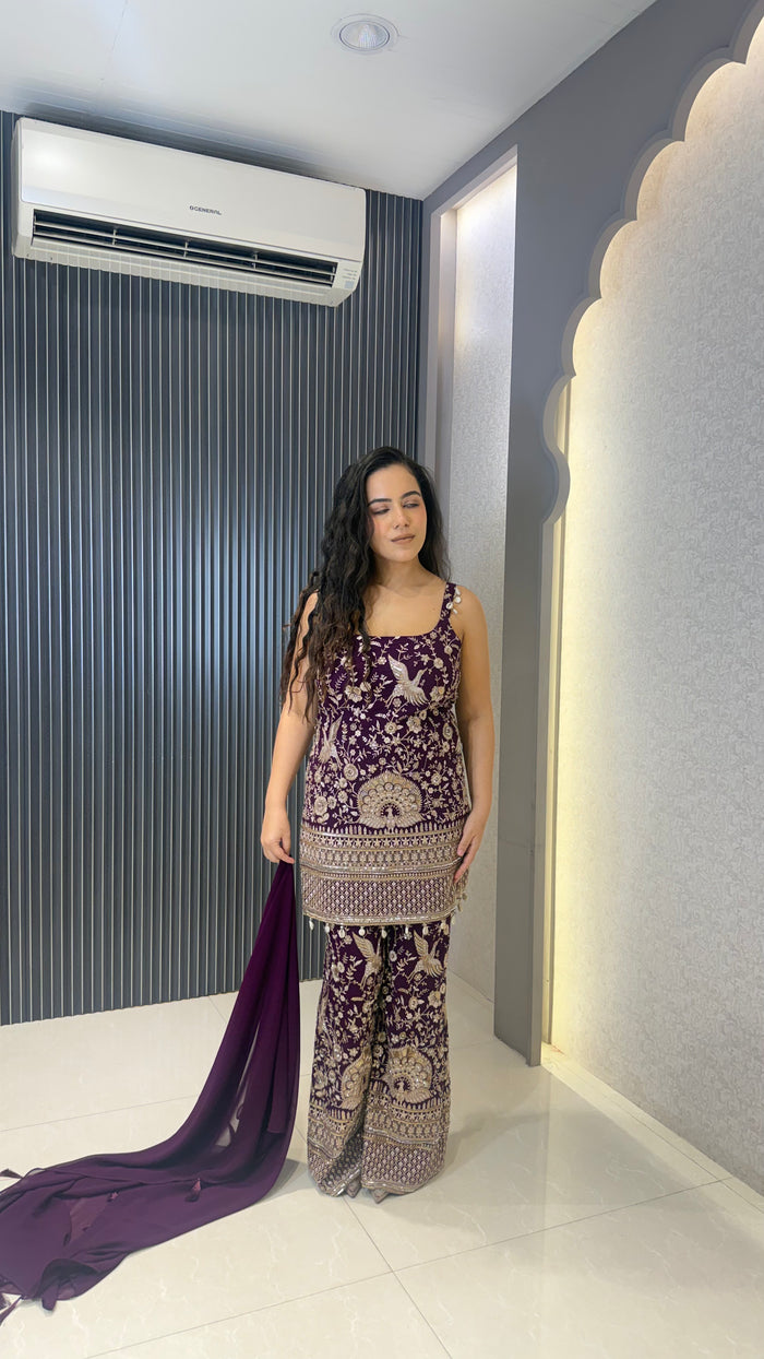 Designer Georgette Suit with Thread Embroidery, Sequin & Cutdana Work