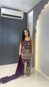 Designer Georgette Suit with Thread Embroidery, Sequin & Cutdana Work