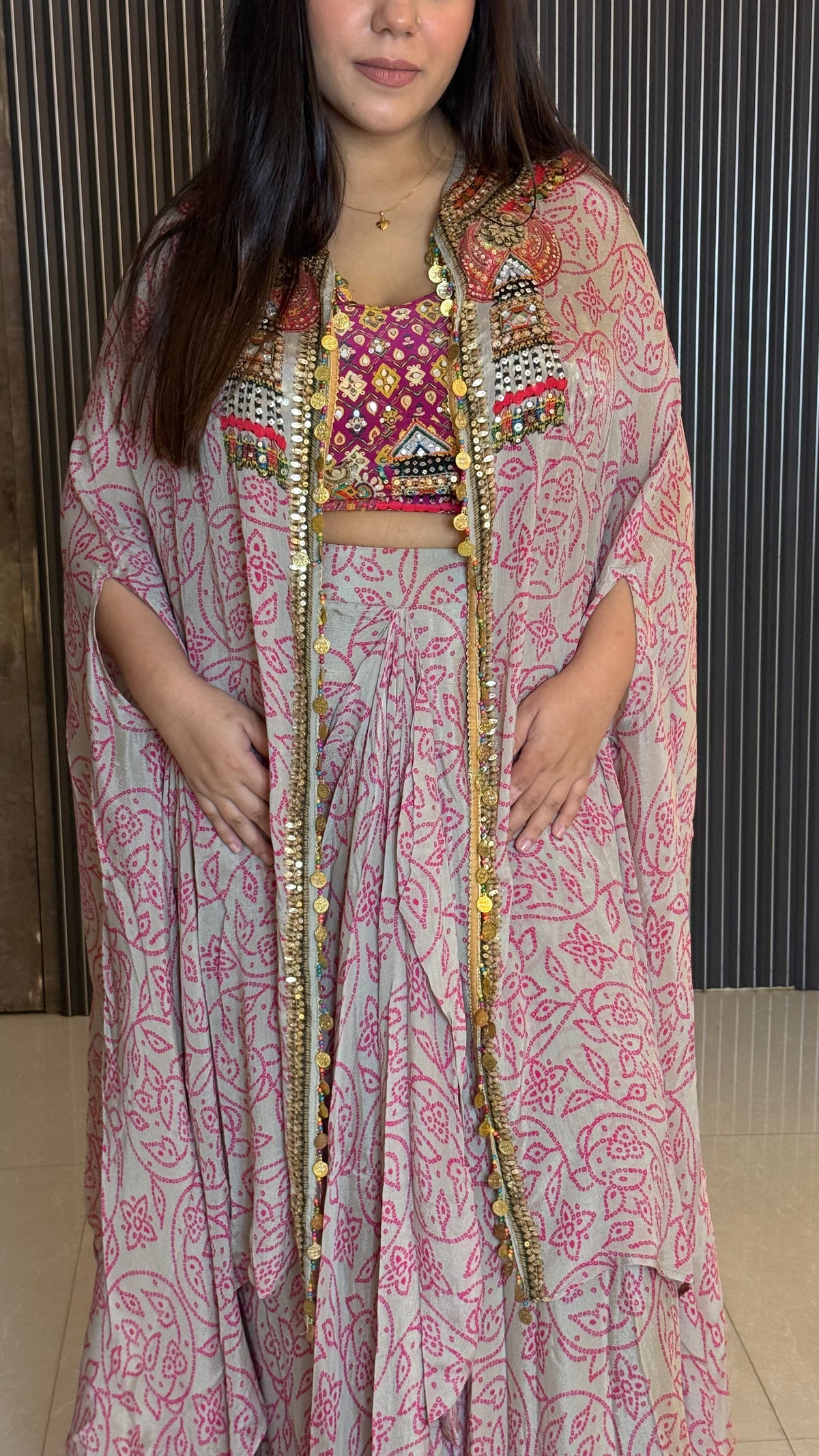 Boho Style Indo-Western Dress in Chinon Fabric | Digital Print | Upto Size 46