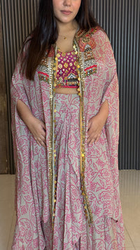 Boho Style Indo-Western Dress in Chinon Fabric | Digital Print | Upto Size 46