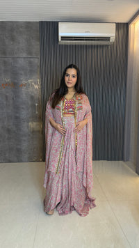 Boho Style Indo-Western Dress in Chinon Fabric | Digital Print | Upto Size 46