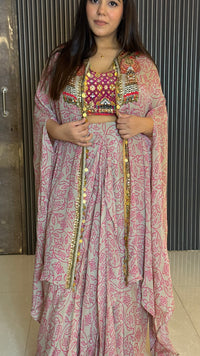 Boho Style Indo-Western Dress in Chinon Fabric | Digital Print | Upto Size 46