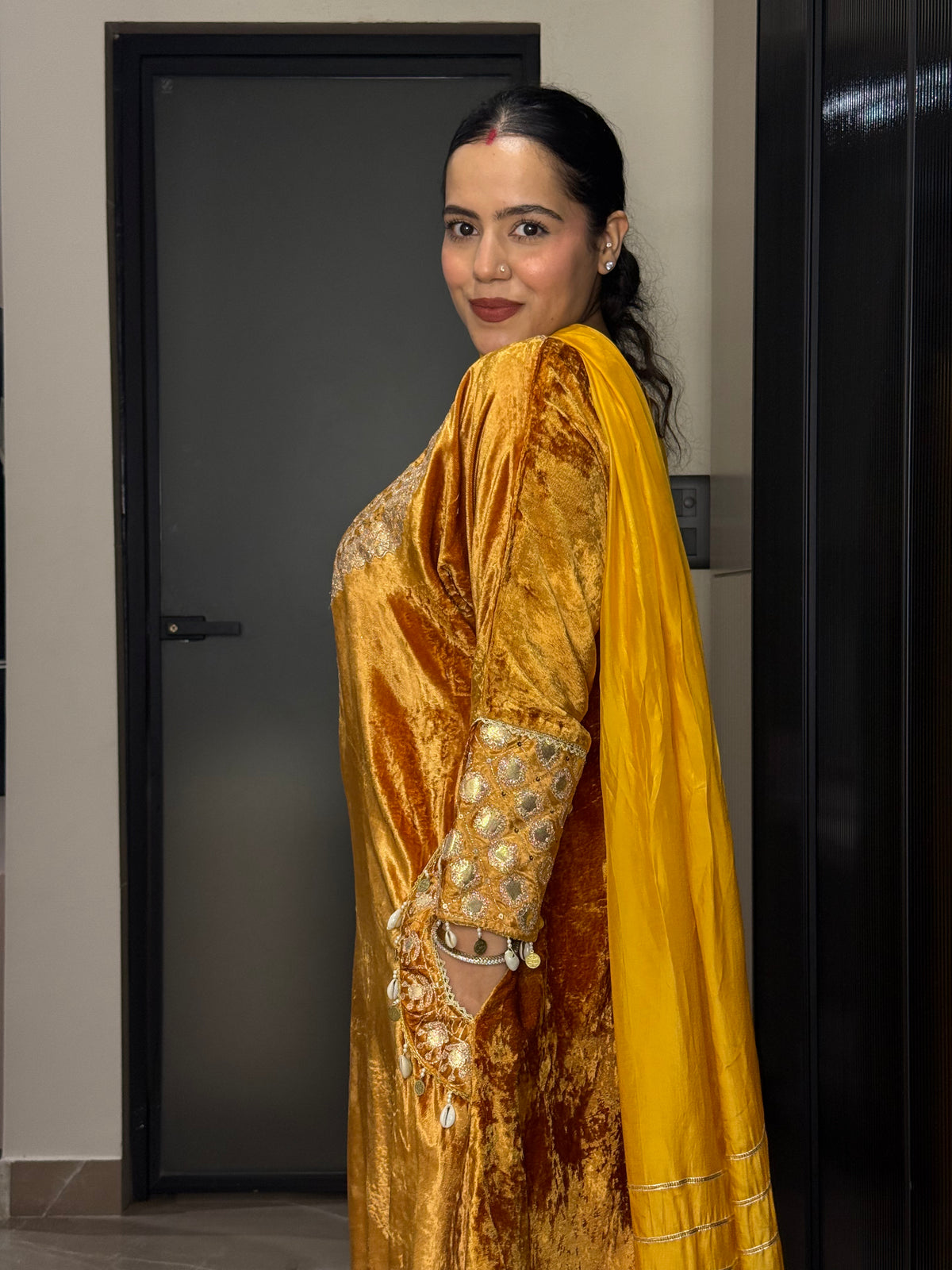 Velvet Suit with Dori, Sequin & Gotta Work | Festive Ethnic Wear